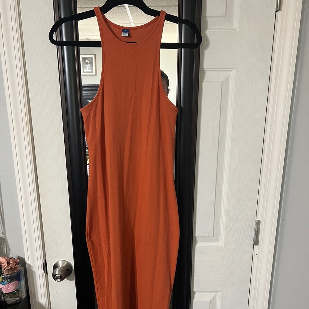 Orange bodycon Maxi Dress, Size L